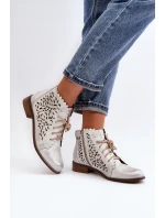 Zazoo 2871 Dámské Botky Šněrovací Stříbrné