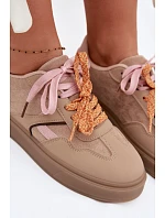 Dámské Tenisky S Dvojitými Šňůrkami Světle Hnědé Relisa Dámské Tenisky S Dvojitými Šňůrkami Světle Hnědé Relisa