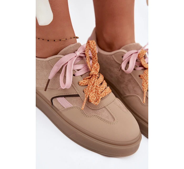 Dámské Tenisky S Dvojitými Šňůrkami Světle Hnědé Relisa Dámské Tenisky S Dvojitými Šňůrkami Světle Hnědé Relisa
