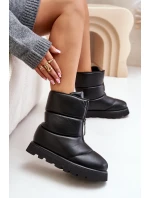 Sněhule Na Platformě S Zipem Eko Kožené Černé Resisia