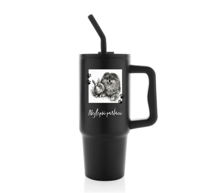 Personalizovaná termoska s barevným víčkem - fotografie s mazlíčkem Personalizovaná termoska s barevným víčkem - fotografie s mazlíčkem