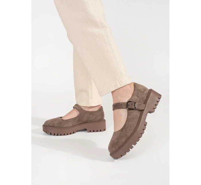 Stylové  polobotky dámské hnědé platforma
