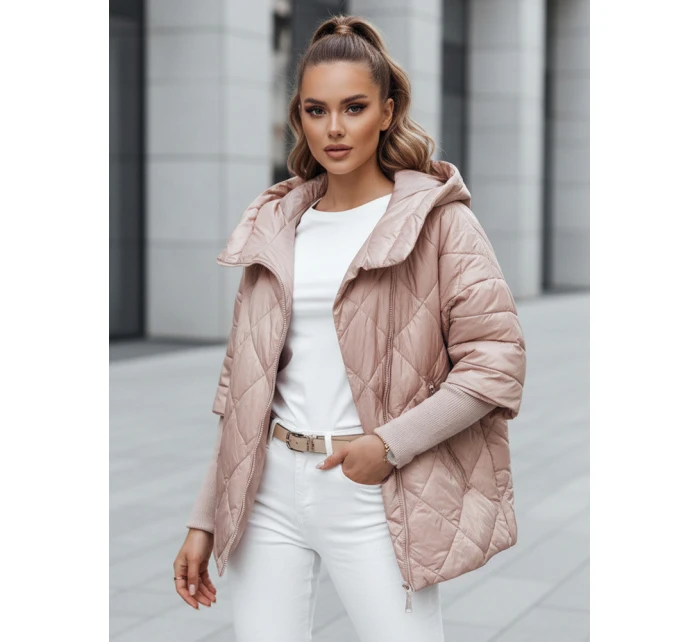 Dámská přechodná prošívaná bunda oversize PUFFILOF růžová FashionStreet TY4854