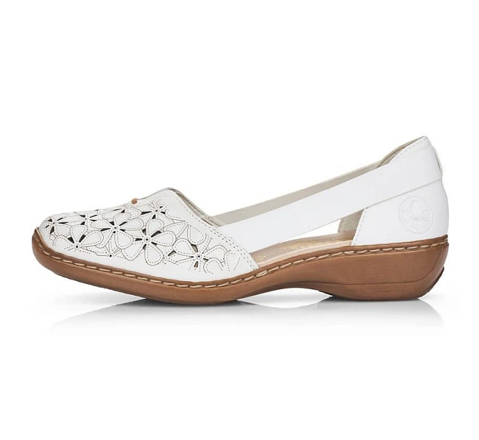 Rieker W RKR442B bílá ažurová kožená polobotka