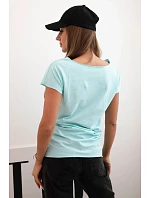 Dámská bavlněná basic blůza s krátkým rukávem mátová Dámská bavlněná basic blůza s krátkým rukávem mátová