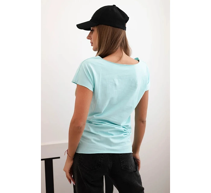 Dámská bavlněná basic blůza s krátkým rukávem mátová Dámská bavlněná basic blůza s krátkým rukávem mátová