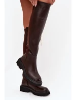 Vklouzávací dámské kozačky z ekokůže čokoládové Sylvina