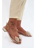 Průhledné Sandály s Krystaly a Síťovanou Mašlí D&A MR61-9004 Zlaté