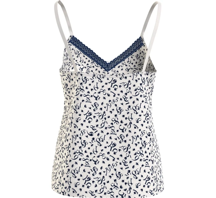 Dámský pyžamový top WOVEN CAMI PRINT UW0UW05006 02X  bílý s potiskem - Tommy Hilfiger