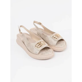 Designové  sandály dámské Taupe na klínku