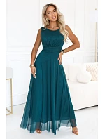 dlouhé maxi šaty s kulatým výstřihem – zelená model 22282676 - numoco basic dlouhé maxi šaty s kulatým výstřihem – zelená model 22282676 - numoco basic