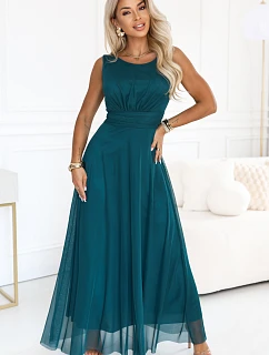 dlouhé maxi šaty s kulatým výstřihem – zelená model 22282676 - numoco basic