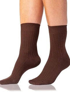 Dámské bavlněné ponožky COTTON RIB SOCKS - BELLINDA - hnědá