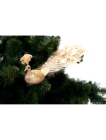 OZDOBNÝ PÁV NA SPONĚ NA CETKY ZLATÝ