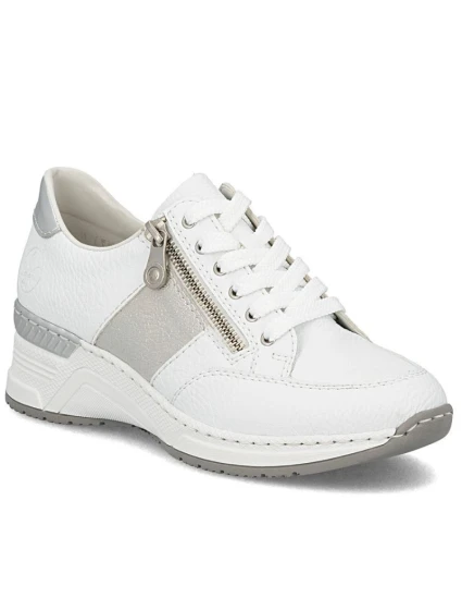 Dámské tenisky s polovičním zipem bílé model 22021873 - Rieker Dámské tenisky s polovičním zipem bílé model 22021873 - Rieker