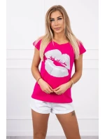 Halenka s potiskem rtů fuchsiová Halenka s potiskem rtů fuchsiová