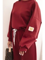 Dámská souprava máslová s volnou mikinou a kalhotami s nápisem LOVE bordová Dámská souprava máslová s volnou mikinou a kalhotami s nápisem LOVE bordová