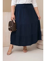 Dámská sukně Plus Size z bavlněného mušelínu s volánem a gumičkou námořnická modrá Dámská sukně Plus Size z bavlněného mušelínu s volánem a gumičkou námořnická modrá