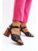 Dámské sandály na podpatku černé model 21650694 - Boto