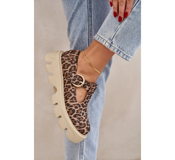 Semišové Polobotky S Přezkou V Panteře Zazoo 20183 Hnědé