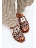 Elegantní Sandály Z Přírodní Kůže Na Ploché Podpatky model 21697414 Panterka - Zazoo