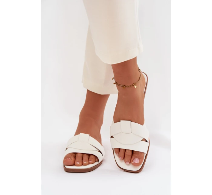 Dámské ploché pantofle s bílými pásky model 21943255 - Boto