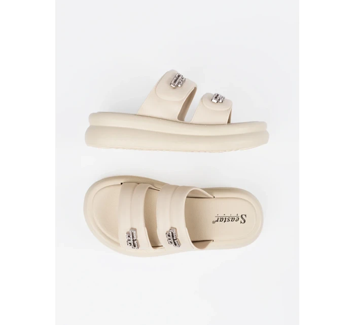 Jedinečné Jasnobeżowy dámské  nazouváky platforma