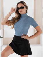 Dámský žebrovaný svetr s krátkým rukávem GIRLGLORY blue FashionStreet MY2555 Dámský žebrovaný svetr s krátkým rukávem GIRLGLORY blue FashionStreet MY2555