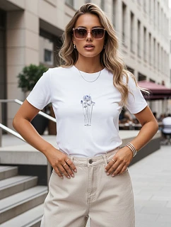 Dámské tričko s jemným potiskem, bílé, FashionStreet NX8006RY