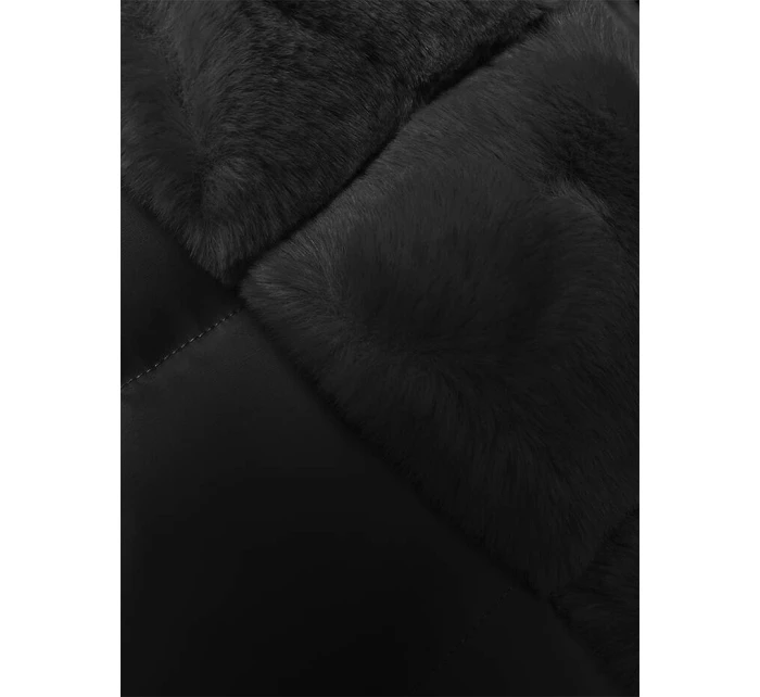 Černá dámská zimní bunda s ozdobnou kožešinou model 21246197 - J.STYLE