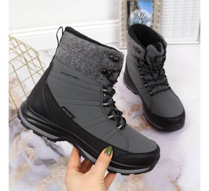 Zimní sněhové boty nepromokavé šedé DK Zimní sněhové boty nepromokavé šedé DK