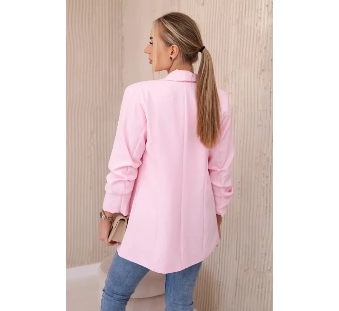Sako s klopami elegantní cukrově růžová