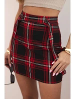 Dámská sukně na šle s knoflíky kostkovaná červená