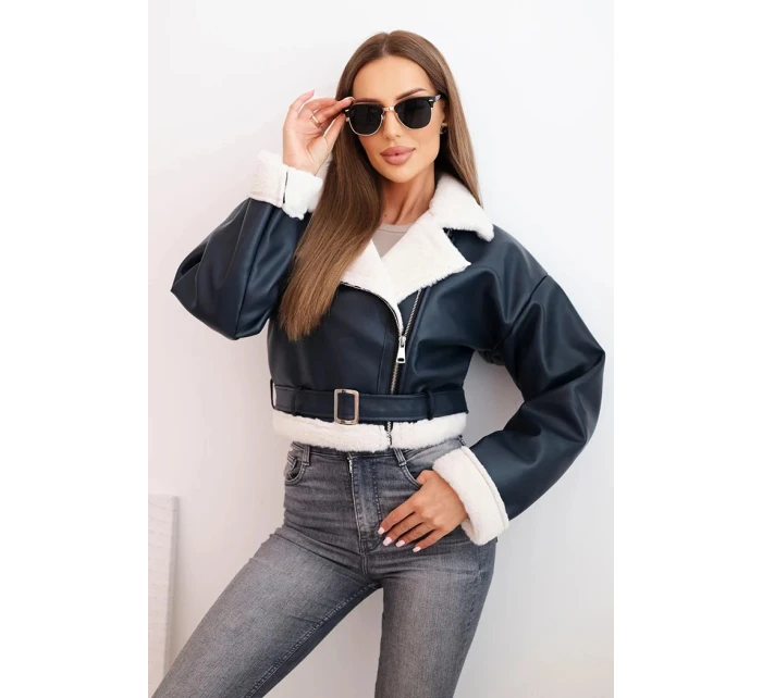 Dámská model 21239097 z ekokůže s podšívkou a páskem modrá - K-Fashion