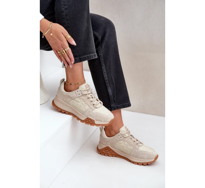 Dámské kožené tenisky Big Star model 21680210 HiPoly System béžové - Big Star Shoes Dámské kožené tenisky Big Star model 21680210 HiPoly System béžové - Big Star Shoes