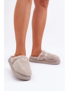 Kožené Pantofle S Dekorativním Páskem Šedé model 21681807 - Boto