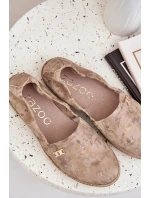 Elegantní Velurové Espadrilky S Květinami Dámské Béžové Zazoo 10177