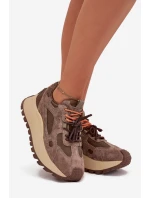 Kožené sneakersy na platformě dámské Big Star model 21705737 HIPOLY SYSTEM béžové - Big Star Shoes Kožené sneakersy na platformě dámské Big Star model 21705737 HIPOLY SYSTEM béžové - Big Star Shoes