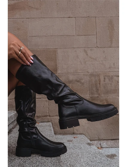 Dámské kozačky z ekologické kůže Černé model 21714832 - Boto