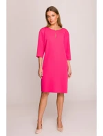 Šaty uvolněného střihu s výstřihem s růžové model 20966121 - STYLOVE Šaty uvolněného střihu s výstřihem s růžové model 20966121 - STYLOVE