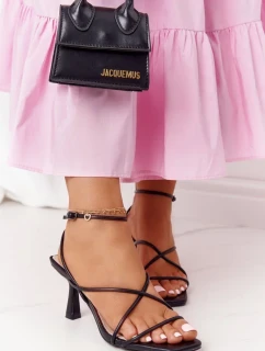 Sandály Na Podpatku Se čtvercovou špičkou S.Barski C420-11 Černé