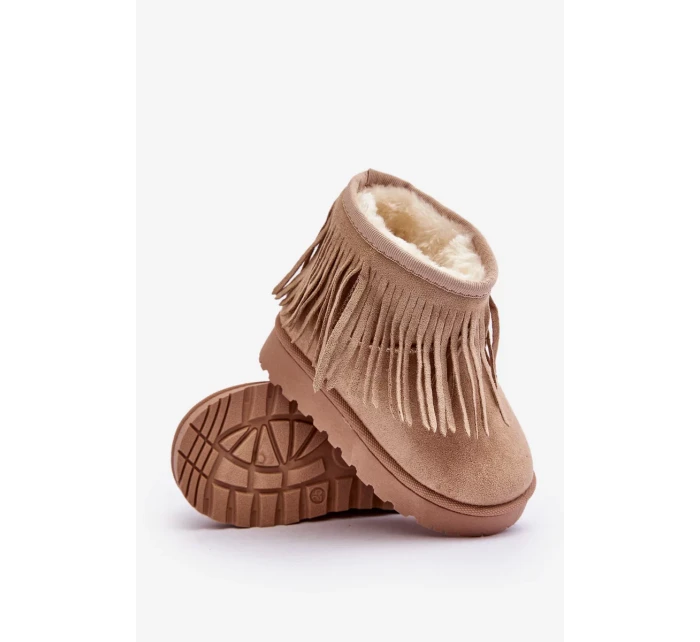 Zateplené dětské sněhule s ozdobnými třásněmi Béžová Nimia