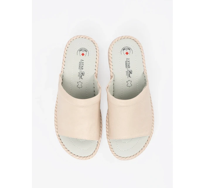 Originální Jasnobeżowy nazouváky dámské na plochém podpatku Originální Jasnobeżowy nazouváky dámské na plochém podpatku