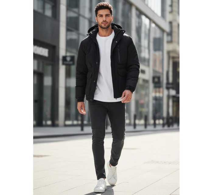 Pánská zimní bunda s kapucí černá model 21994722 - Dstreet