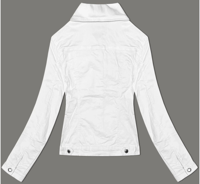 Bílá dámská džínová bunda na knoflíky (W023)