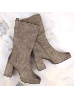 W model 18968584 khaki zateplené holínky s gumičkou - JEZZI