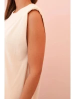 Dámský komplet z viskózy bez rukávů a rovnými kalhotami světlý béžový Dámský komplet z viskózy bez rukávů a rovnými kalhotami světlý béžový