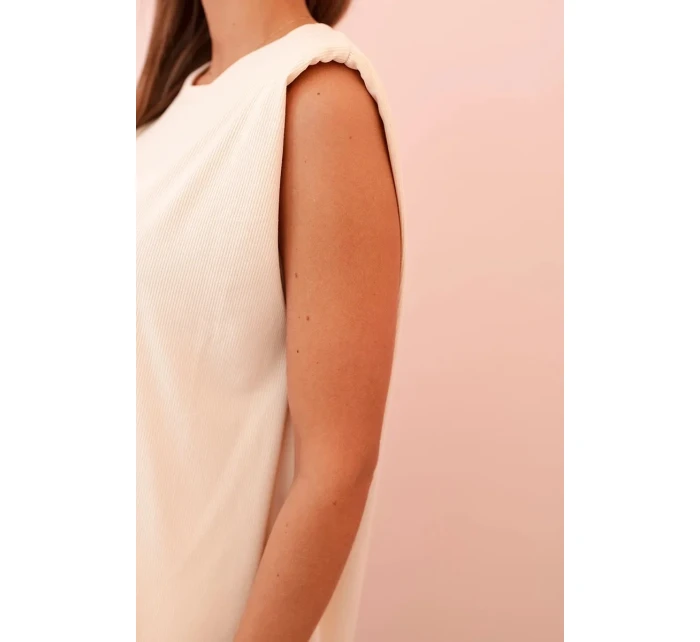 Dámský komplet z viskózy bez rukávů a rovnými kalhotami světlý béžový Dámský komplet z viskózy bez rukávů a rovnými kalhotami světlý béžový