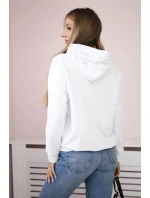 Dámská mikina se zapínáním na zip na kapuci bílý