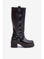 Kožené dámské holínky nad kolena černé Lewski model 21672823 - Boto